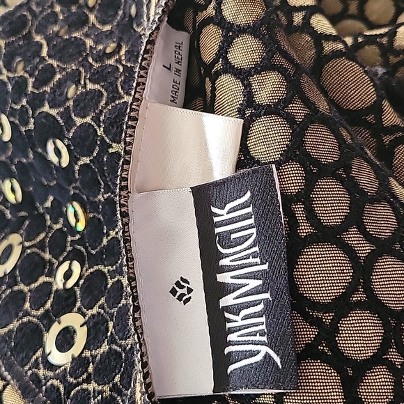 VintageYak Magik Gold & Black Elegant Reversible Open Blazer Jacket Size L - Picture 13 of 13